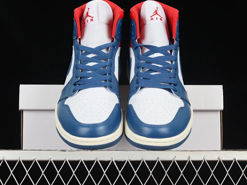 All categories Air Jordan Jordan series basketball shoes Air Jordan 1 Mid G version pure original Air Jordan 1 Mid "French Blue" AJ1 Joe 1 red and blue stitching French flag mid-top basketball shoes BQ6472-146
